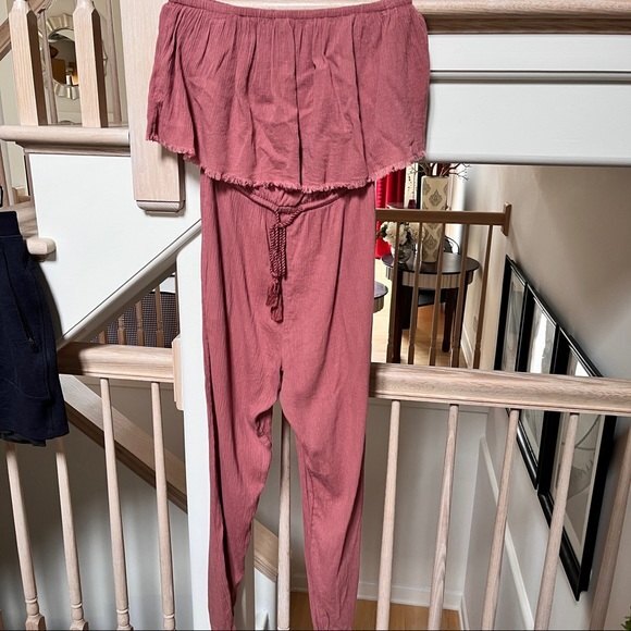 Aerie Strapless Overlay Jumpsuit in Mauve Pink S - Picture 3 of 12